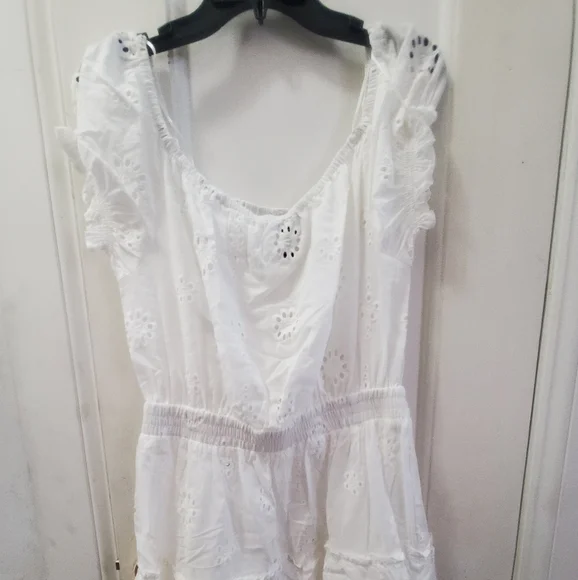 Aqua Eyelet Tiered Peasant Dress - Picture 6 of 6